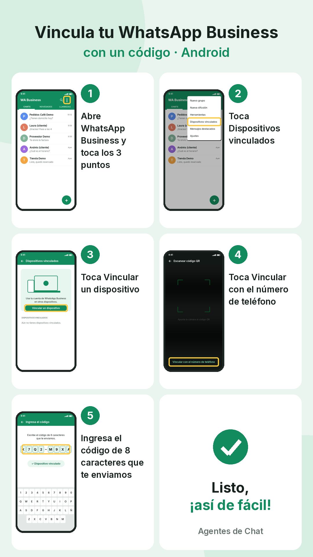 Pasos para vincular con código en Android
